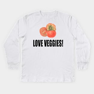 Love Veggies! Tomato Vegan Edition Kids Long Sleeve T-Shirt